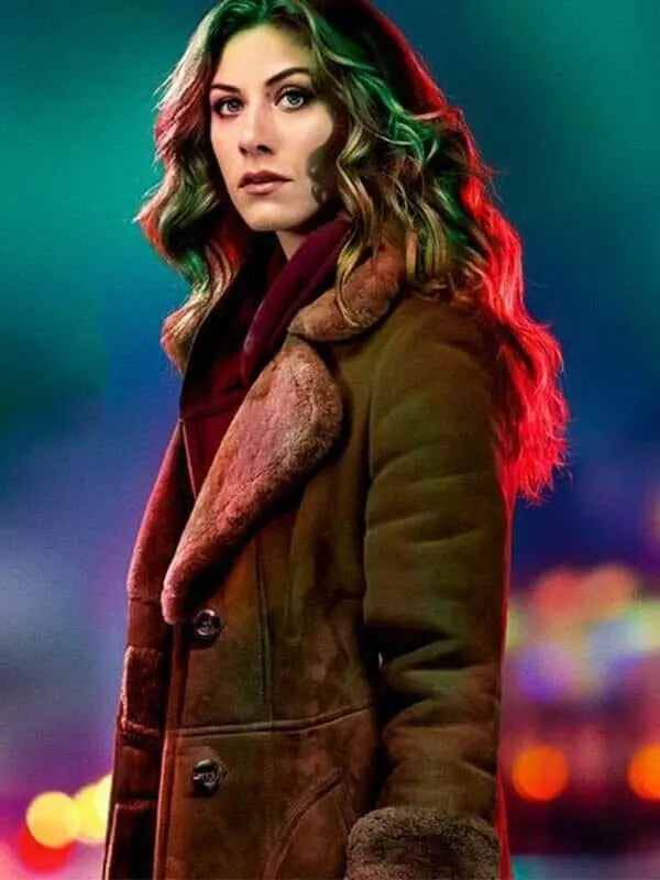 In The Dark Perry Mattfeld Shearling Brown Coat