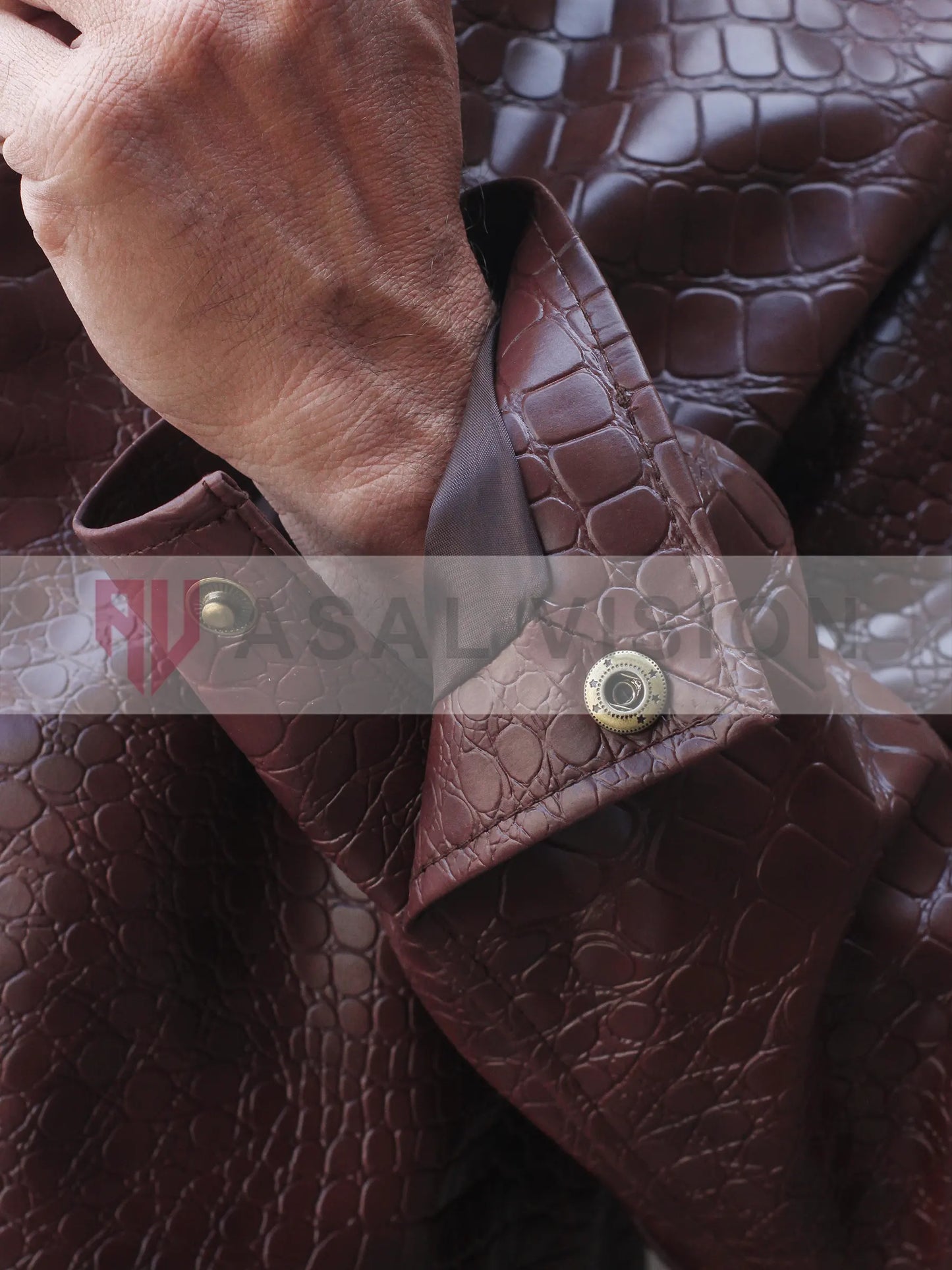 Jason Momoa Brown Crocodile Leather Jacket
