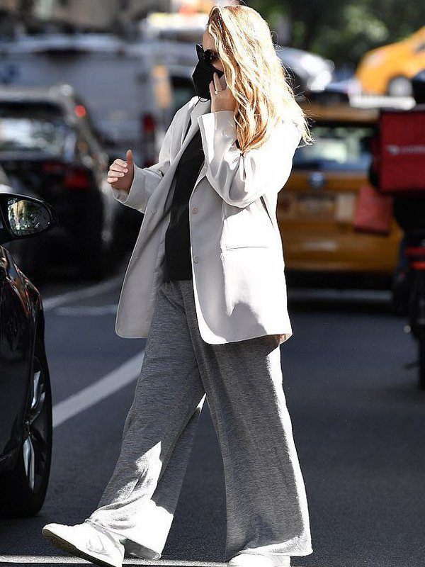 Jennifer Lawrence Grey Oversized Blazer