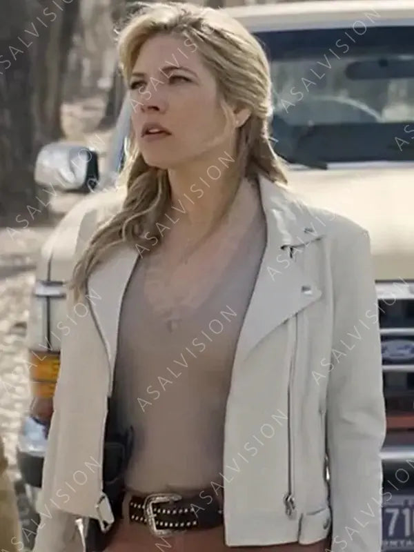 Jenny Hoyt Big Sky S03 Katheryn Winnick White Leather Jacket