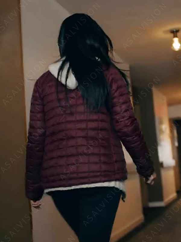 Jessica Lowndes Maroon Puffer Quilted Jacket