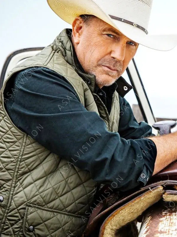 John Dutton Yellowstone Green Quilted Vest