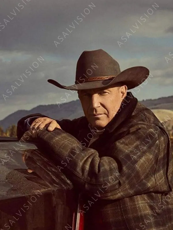 John Dutton Yellowstone Kevin Costner Plaid Wool Checked Jacket