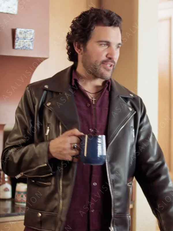 Juan Pablo Di Pace Movie Branching Out 2024 T.J. Black Leather Jacket