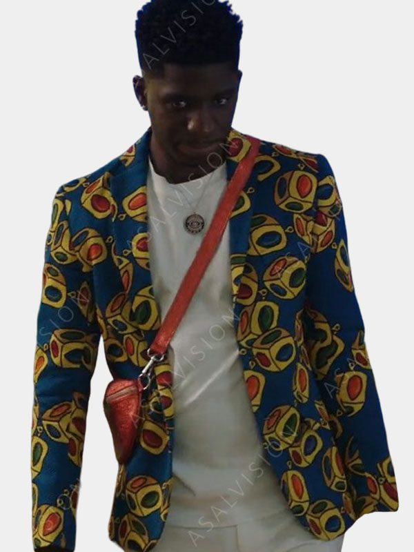 Julien Emily In Paris Season 3 Blue Printed Blazer