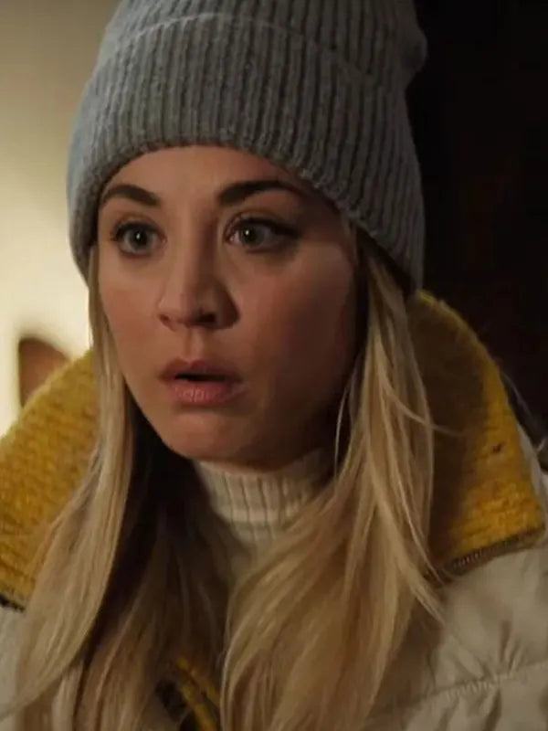 Kaley Cuoco The Flight Attendant S02 Cassie Bowden White Puffer Coat
