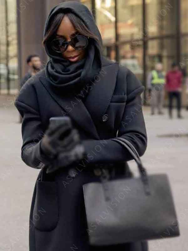 Kelly Rowland Movie Mea Culpa 2024 Mea Harper Black Wool Trench Coat