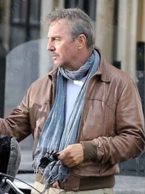 Kevin Costner 3 Days to Kill Ethan Renner Brown Leather Jacket