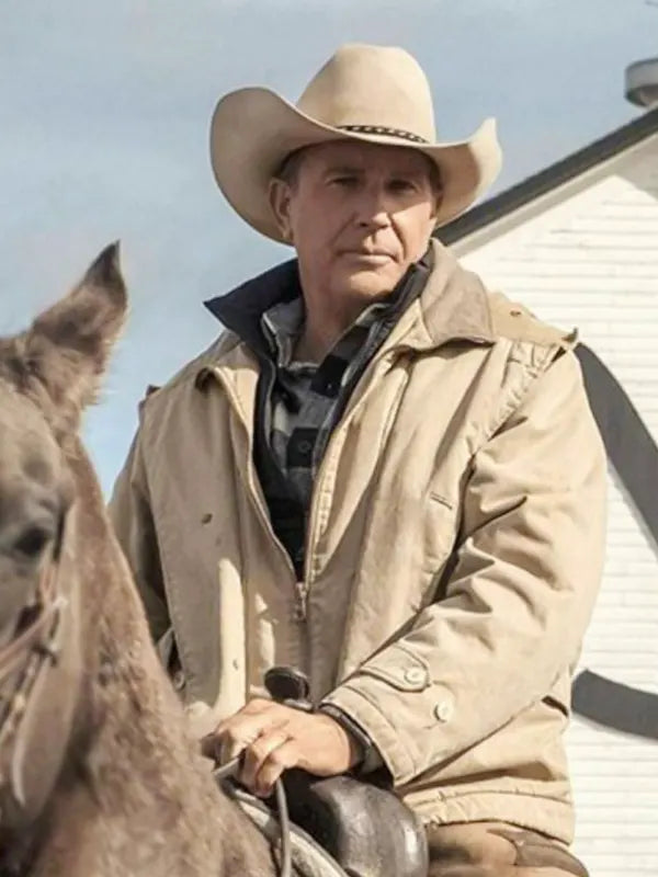 Kevin Costner Yellowstone John Dutton Beige Western Jacket