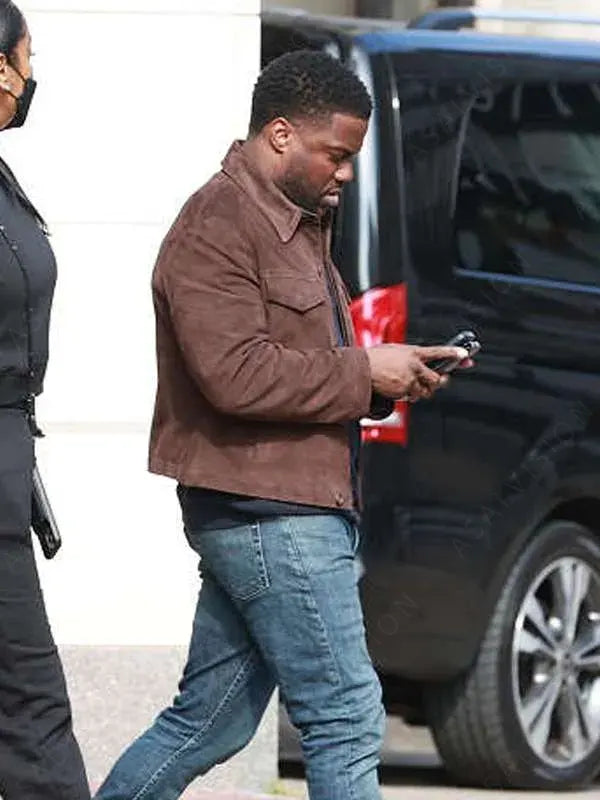 Kevin Hart Lift 2024 Cyrus Brown Suede Leather Jacket
