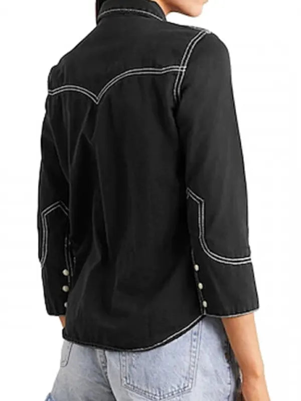 Laramie TV Series Yellowstone Hassie Harrison Black Shirt