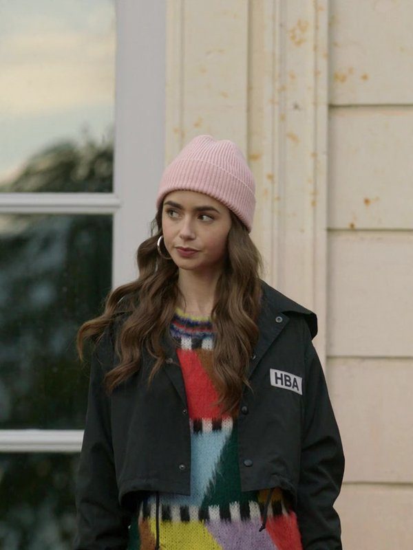Lily Collins Emily In Paris Cropped Black Jacket