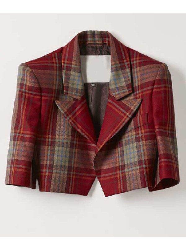 Lily Collins Tv Series Emily In Paris Emily Cooper Cropped Plaid Jacket