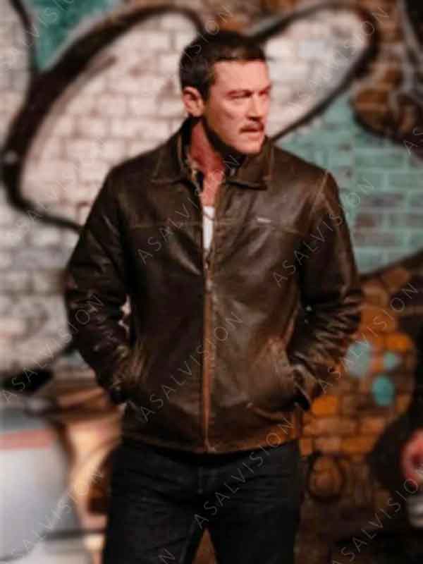 Luke Evans Movie 5lbs Of Pressure 2024 Adam Distressed Leather Jacket