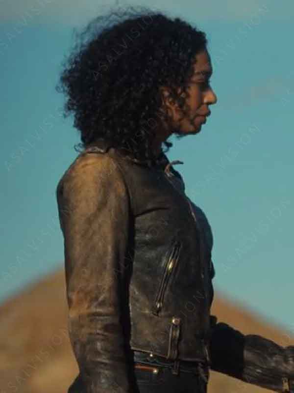 Manon Bresch Wingwomen 2023 Same Distressed Black Leather Jacket