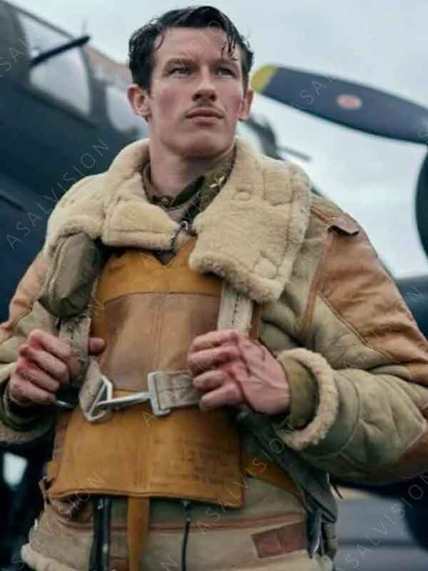 Masters of the Air Callum Turner Shearling Military Jacket