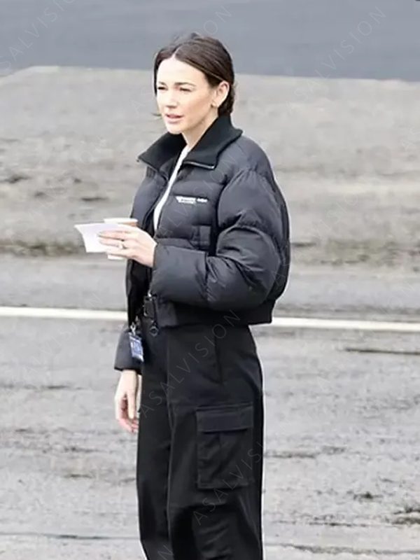 Maya Stern Fool Me Once 2023 Michelle Keegan Black Puffer Jacket