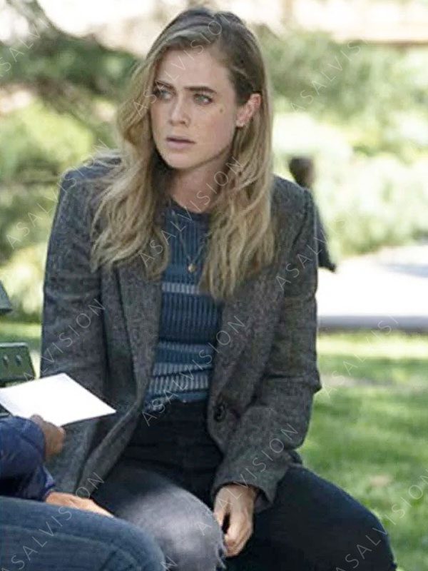 Melissa Roxburgh Manifest S04 Michaela Stone Grey Wool Coat