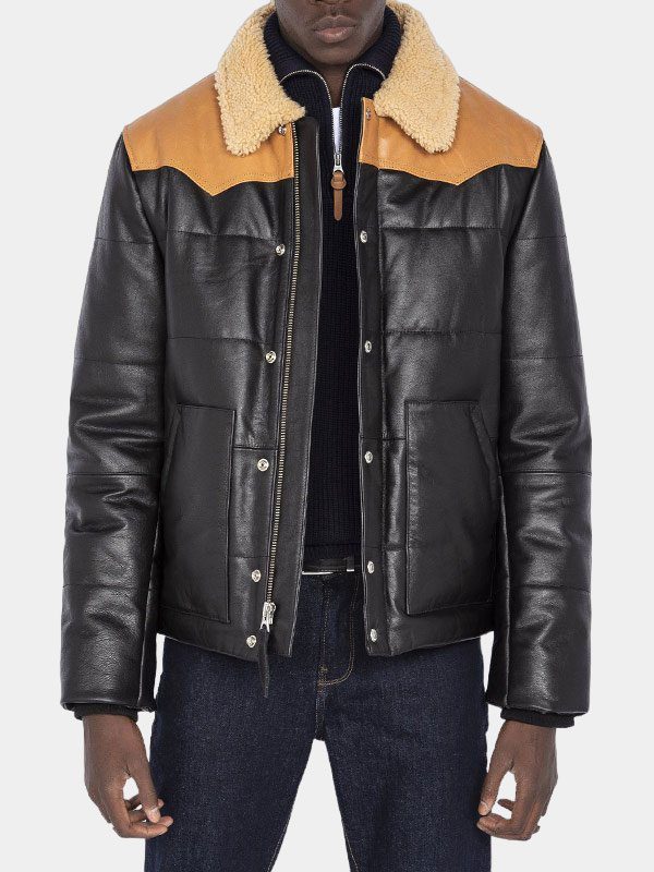Men Modern Look Leather Puffer Jacket