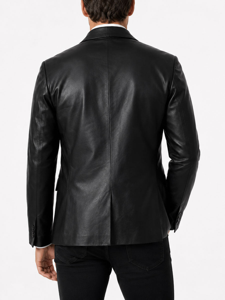 Mens Shawl Collar Leather Blazer