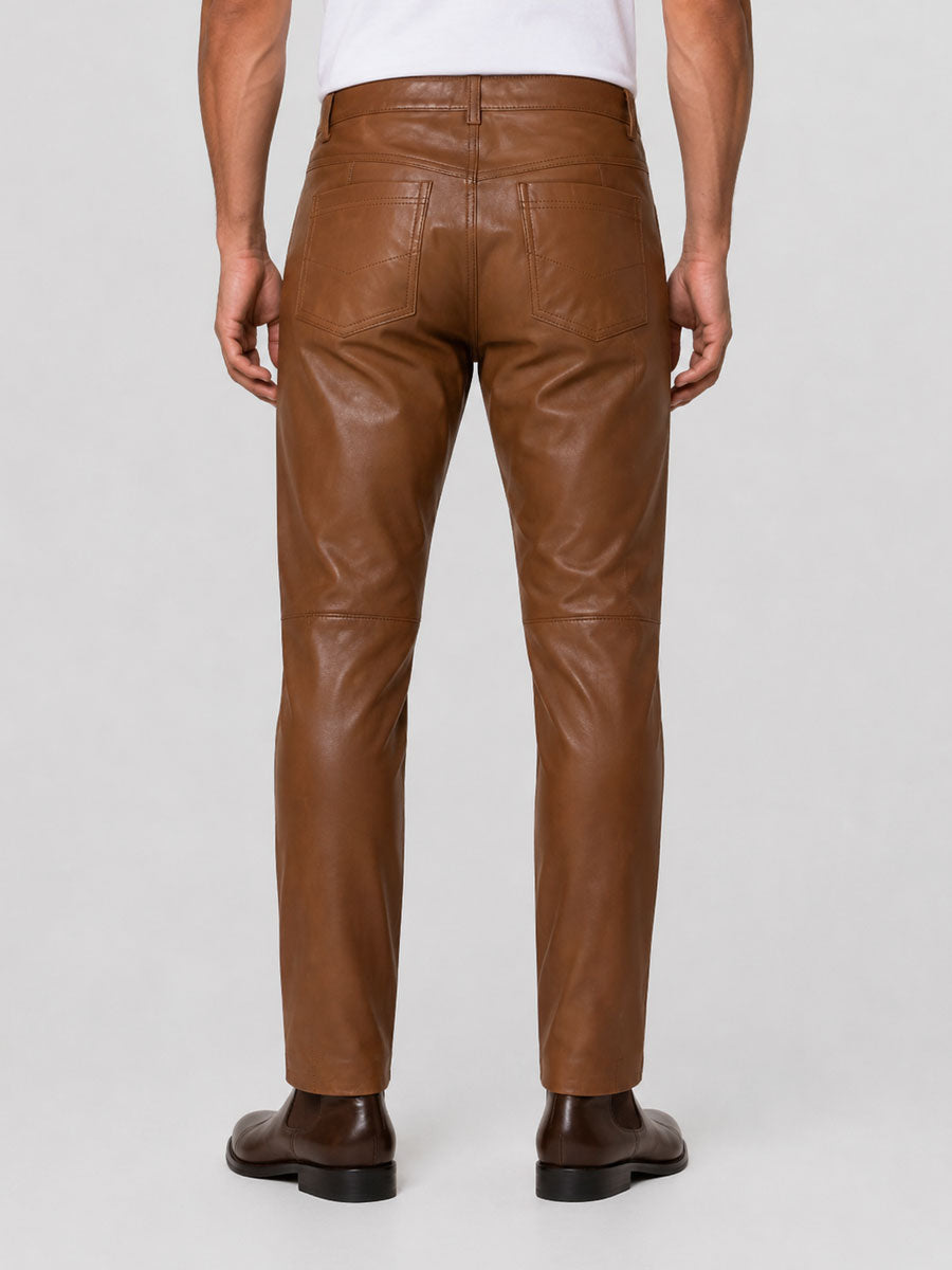 Mens Tan Leather Pants