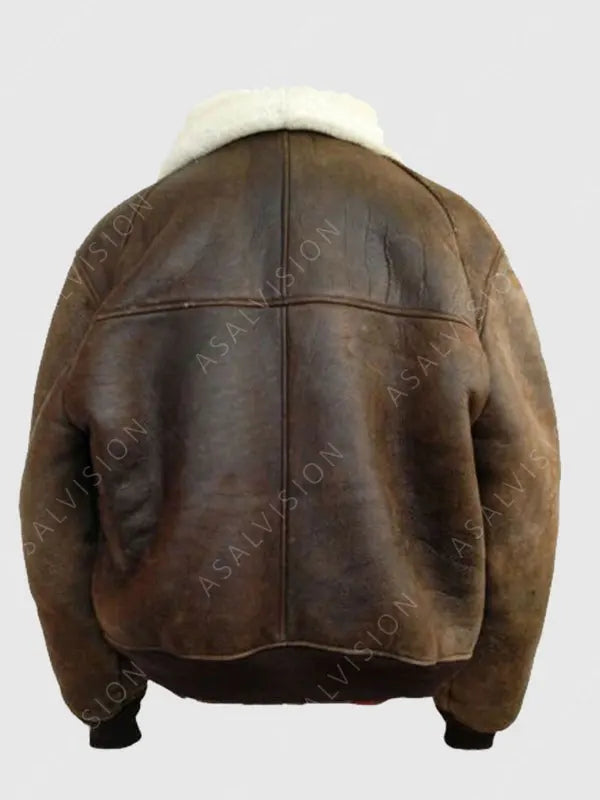 Mens Aviator Bomber B3 Shearling Sheepskin Flight Leather Jacket