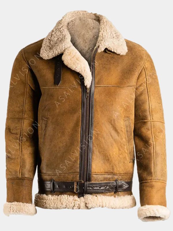 Mens B3 Bomber Shearling Brown Aviator Leather Jacket