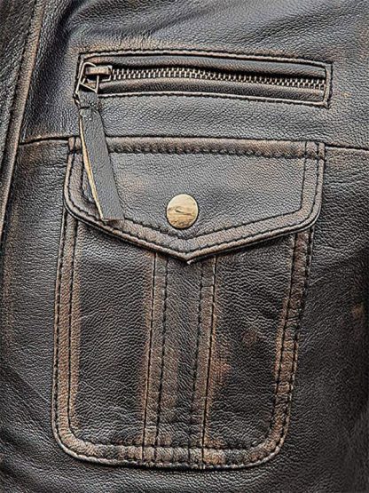 Mens Biker Slim Fit Vintage Distressed Cafe Racer Jacket 1