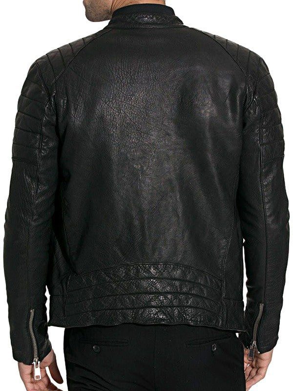 Men's Black Cafe Racer Biker Jacket