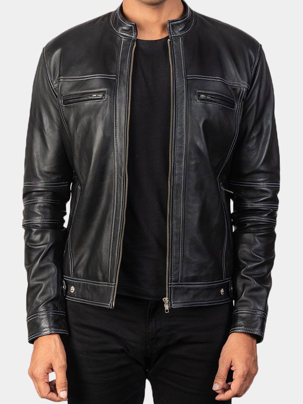 Men's Black Color Motorcycle Leather Jacket