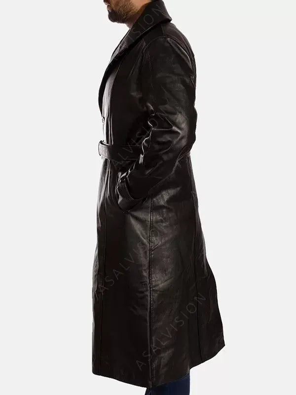 Men's Black Trench Belted Coat