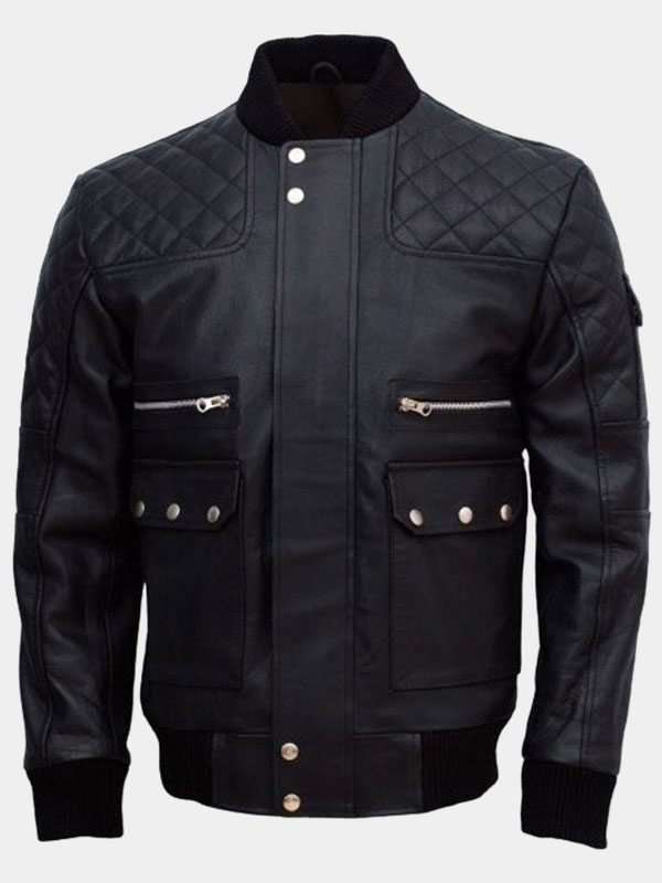 Men's Black Work Wear Leather Jacket