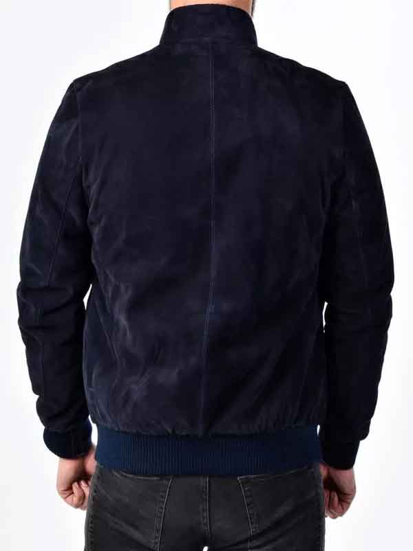 Mens Blue Suede Leather Jacket