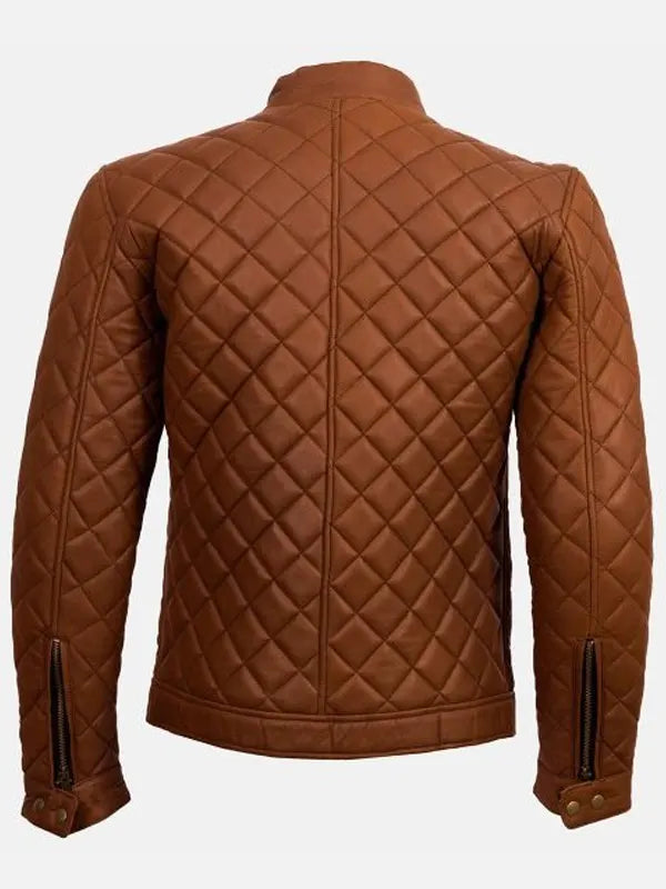 Men's Cafe Racer Brown Quilted Jacket