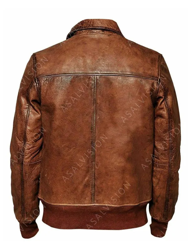 Mens Elio Brown Waxed Biker Leather Cafe Racer Motorcycle Leather Jacket