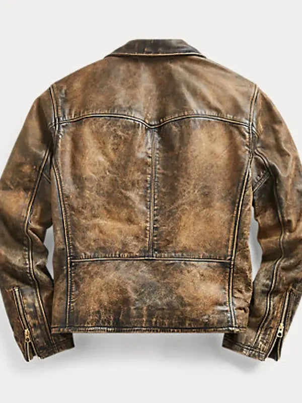 Men's Motorcycle Vintage Distressed Brown Biker Leather Jacket
