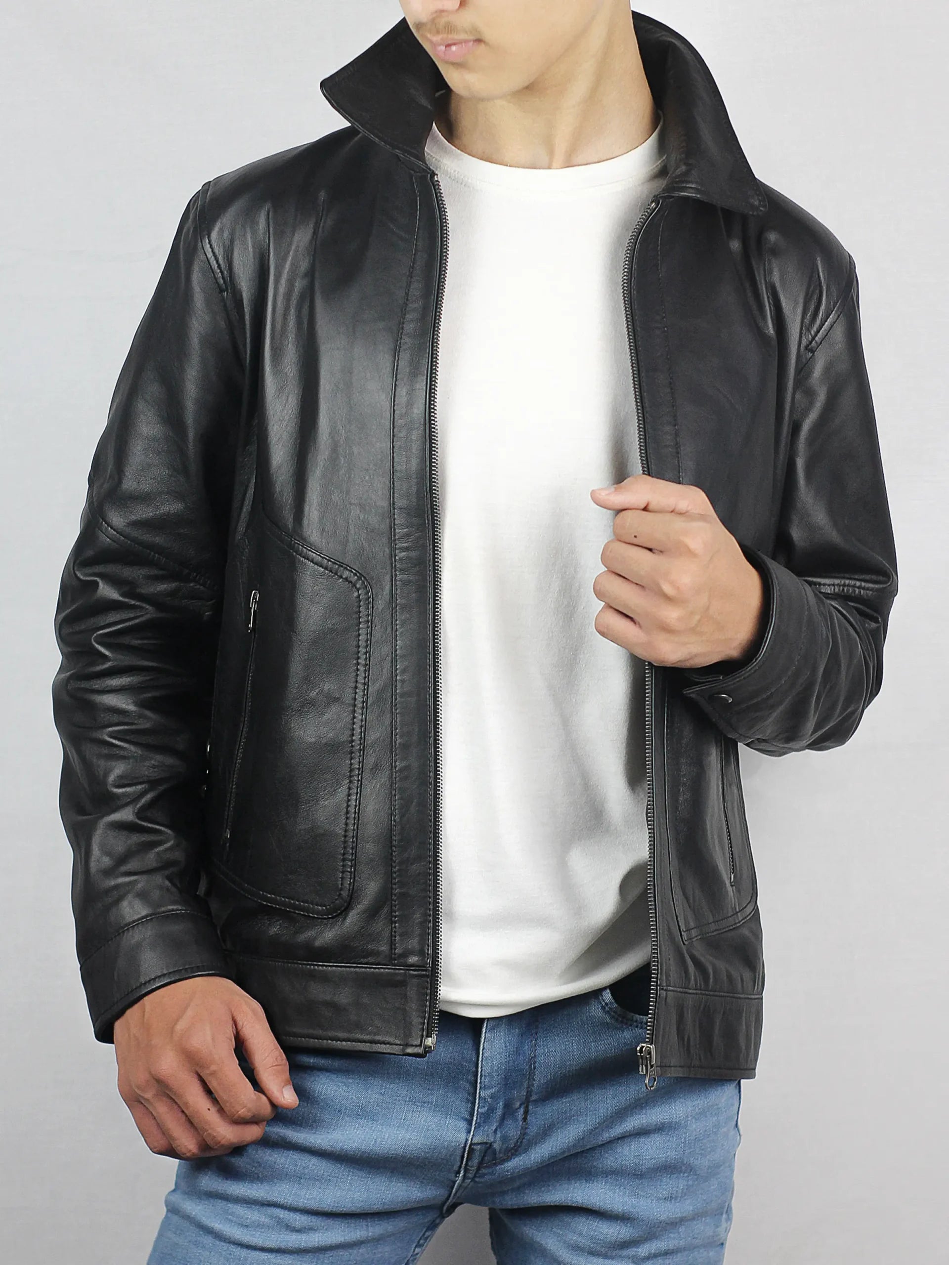Men’s Polo Collar Black Jacket
