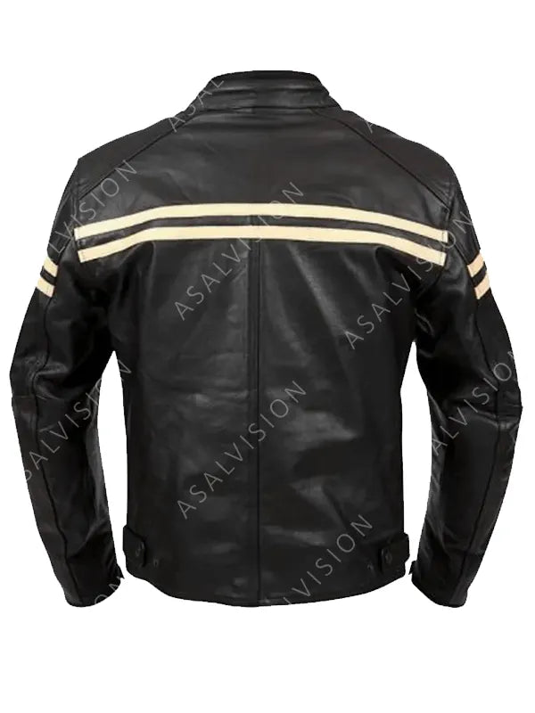 Mens Ryker Black Biker Cafe Racer Motorcycle Retro Fashion Leather Jacket