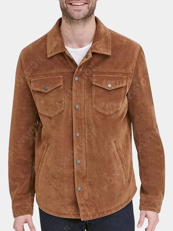 Mens Shirt Style Suede Leather Jacket