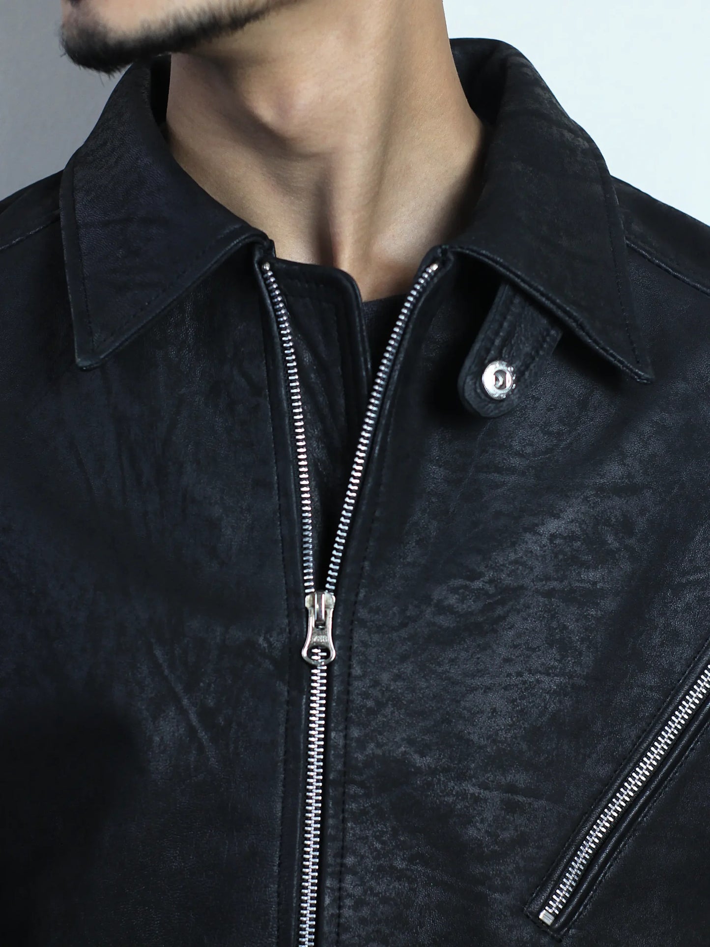 Men's Textured Leather Jacket