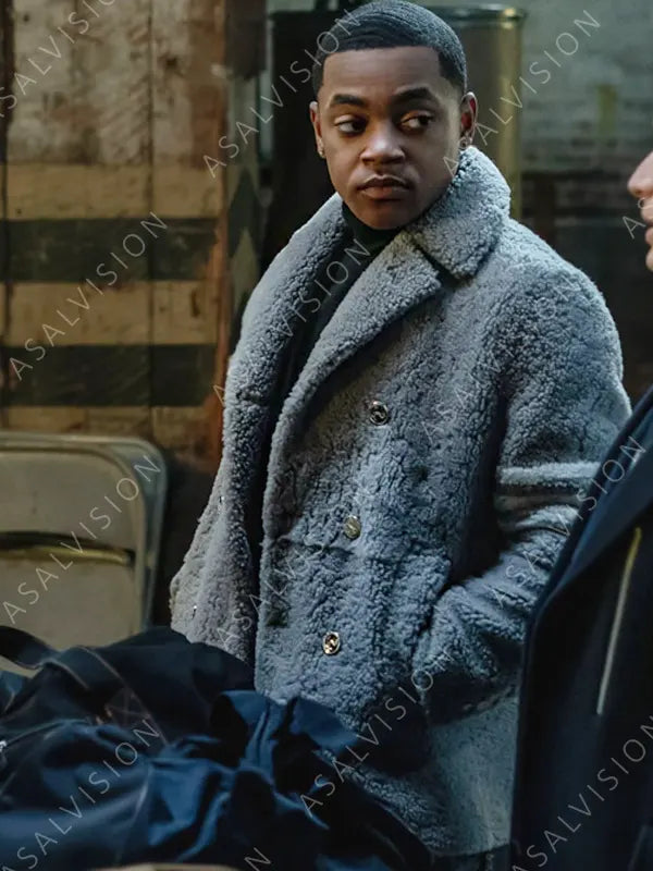 Michael Rainey Jr. Grey Shearling Coat
