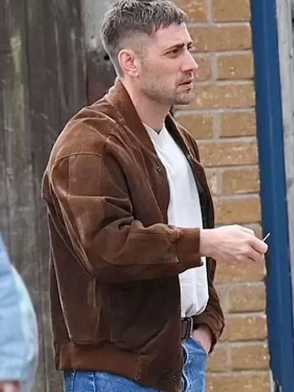 Michael Socha Toxic Town 2025 Peter Suede Brown Bomber Leather Jacket