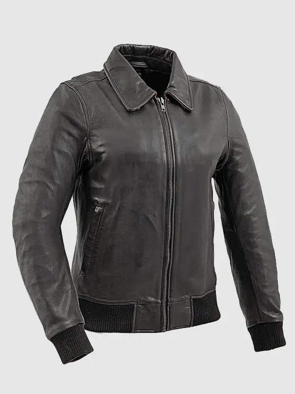 Moto Leather Bomber Jacket For Women