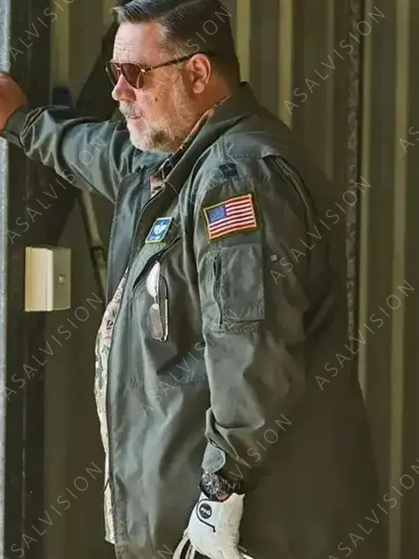 Movie Land of Bad 2024 Russell Crowe Green Jacket
