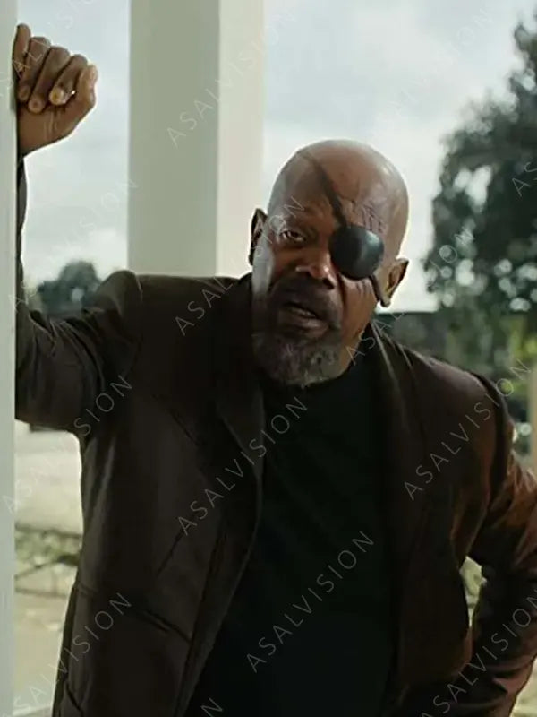 Nick Fury Movie The Marvels 2023 Samuel L. Jackson Brown Coat
