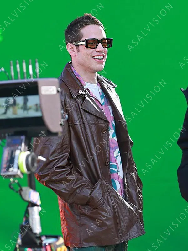 Pete Davidson Brown Leather Coat Jacket