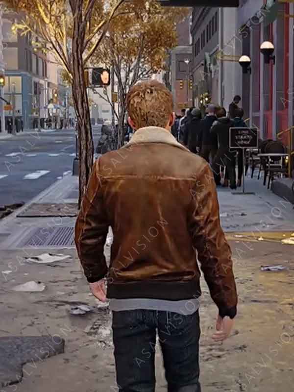 Peter Parker PS5 Game 2023 Marvel's Spider-Man 2 Brown Leather Bomber Jacket