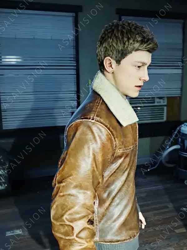 Peter Parker PS5 Game 2023 Marvel's Spider-Man 2 Brown Leather Jacket