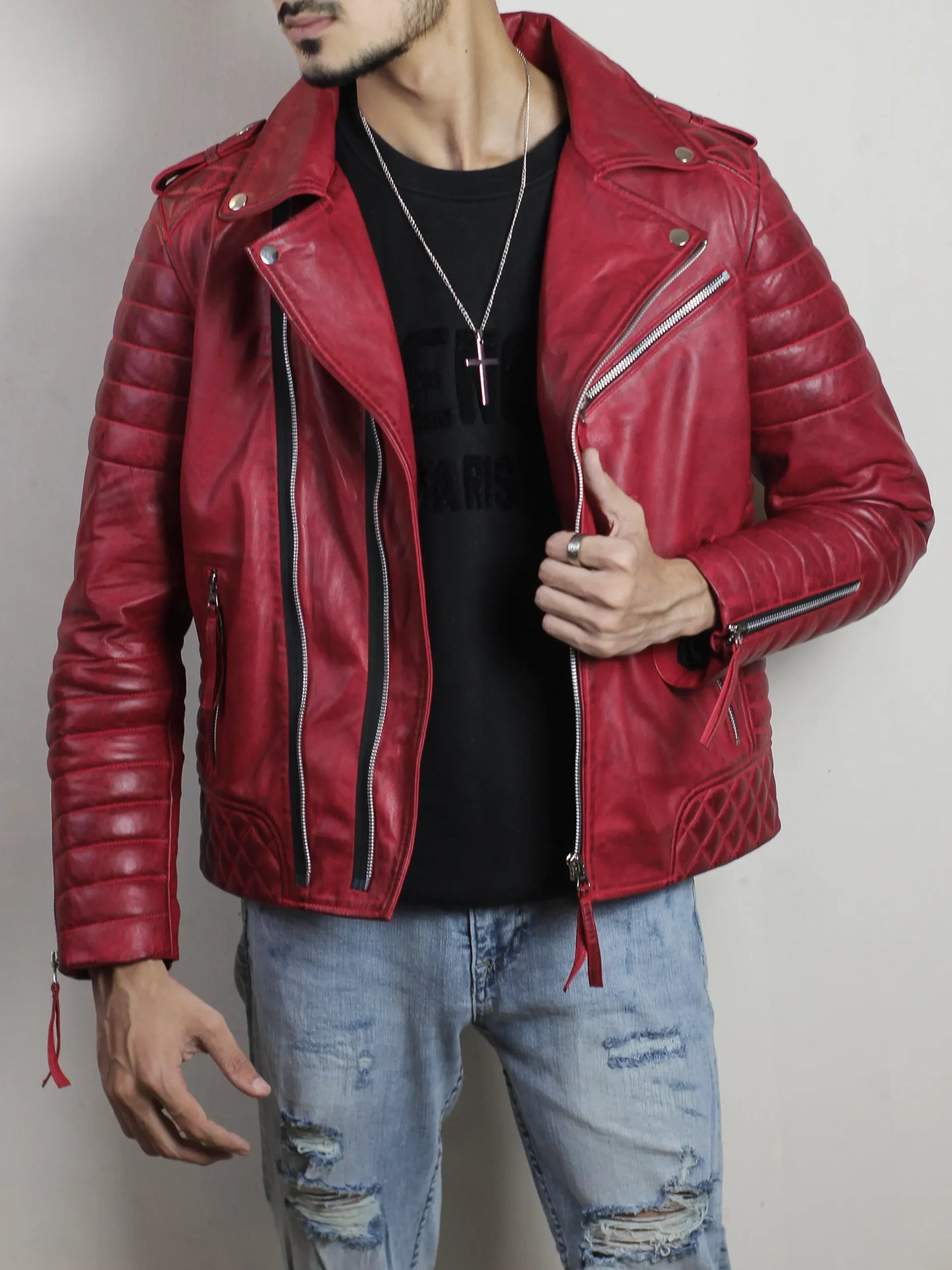 Red Lambskin Leather Jacket