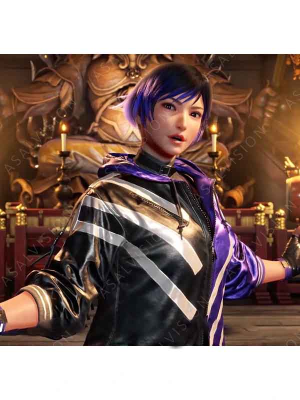 Reina Mishima Tekken 8 Purple and Black Hooded Jacket